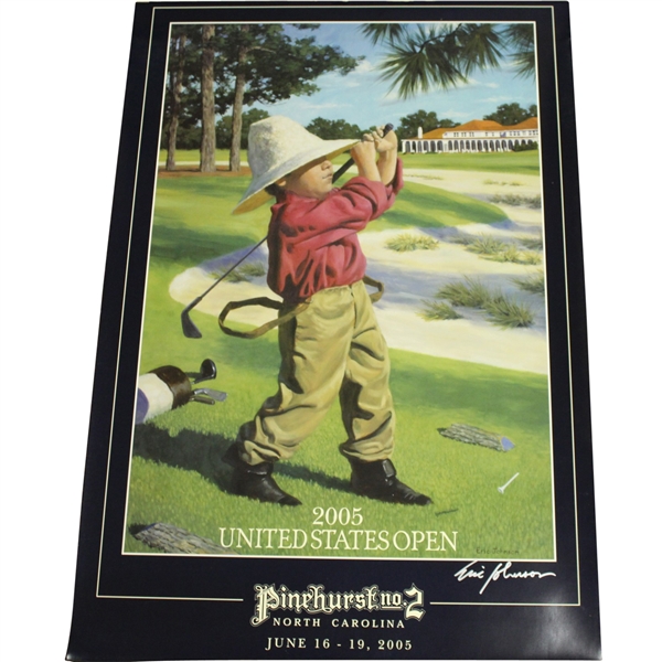 2005 US Open at Pinehurst #2 Putter Boy Poster Signed by Artist Eric Johnson JSA ALOA