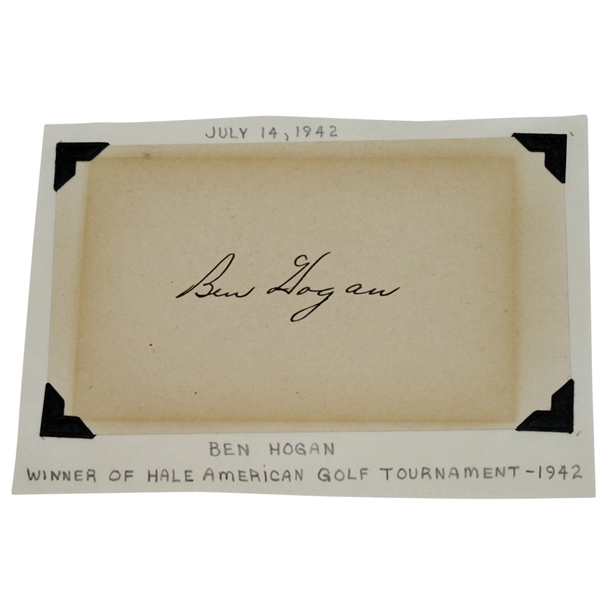 Ben Hogan Vintage Signed Index Card - 1940's Period Signature - Hale America JSA ALOA