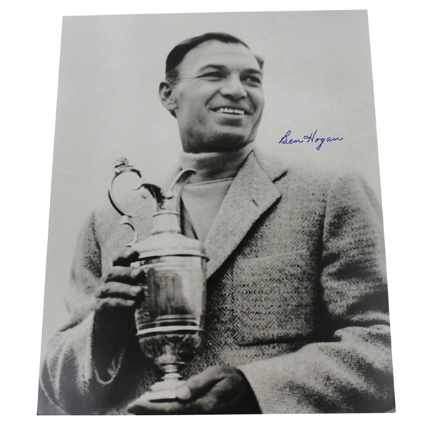 Ben Hogan Signed Black and White 11x14 Photo with Trophy JSA #Y99231