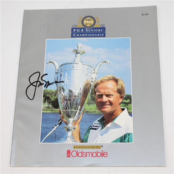 Jack Nicklaus Signed 1992 Seniors PGA Program with Ticket, Pairings, and Pinback JSA ALOA