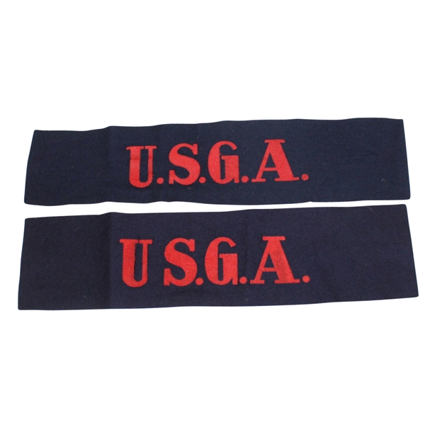 Lot of Two U.S.G.A. Classic Red Lettering on Blue Felt Armbands 