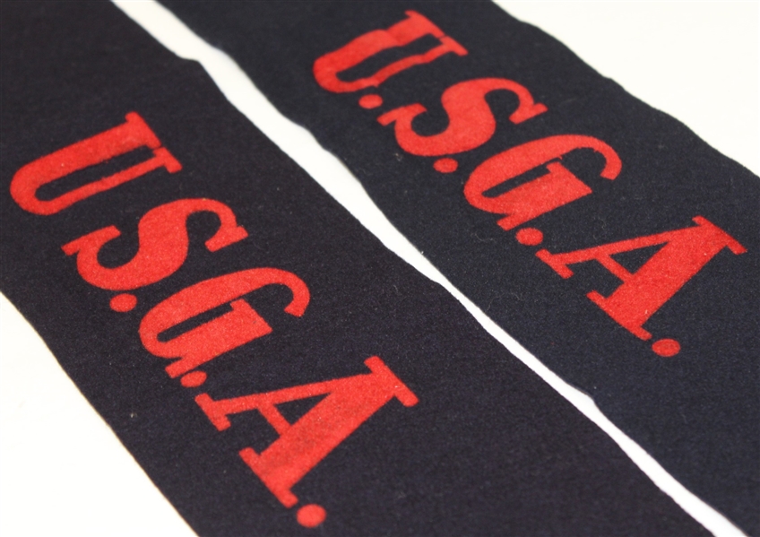 Lot of Two U.S.G.A. Classic Red Lettering on Blue Felt Armbands 