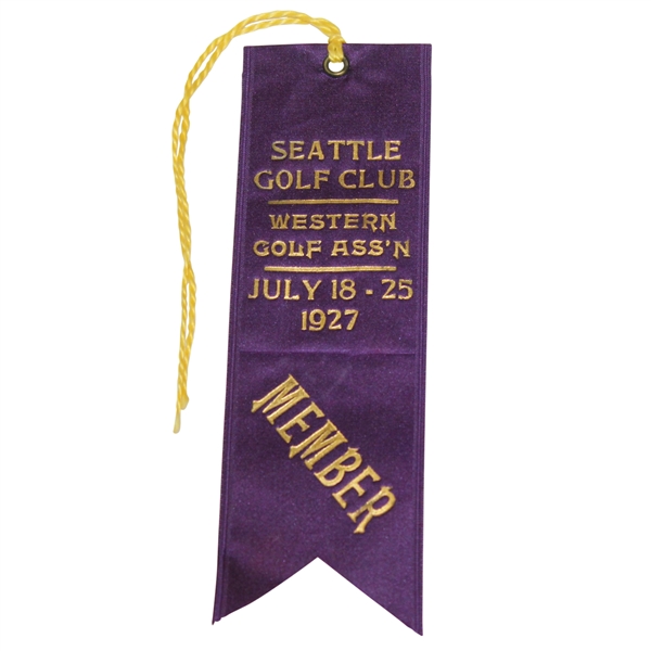 1927 Western Amateur at Seattle Golf Club Member Ribbon - Bon Stein Winner