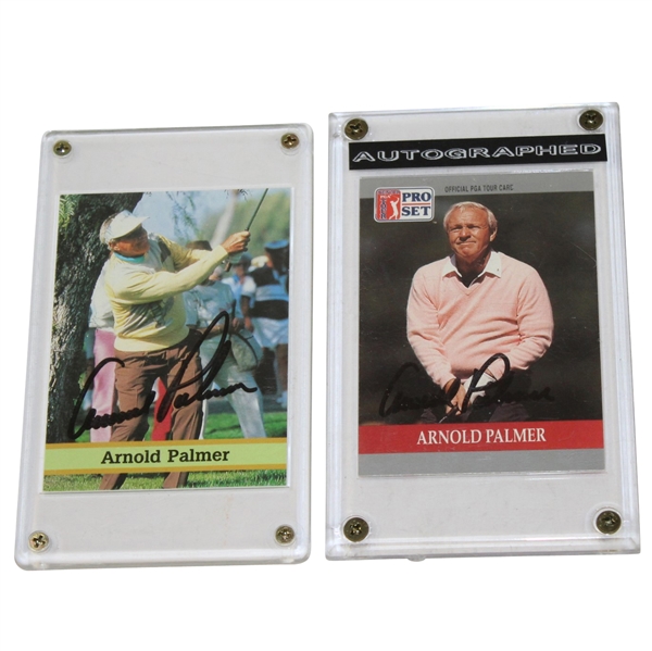 Lot of Two Arnold Palmer Signed Golf Cards - Fax Pax & Pro-Set JSA ALOA
