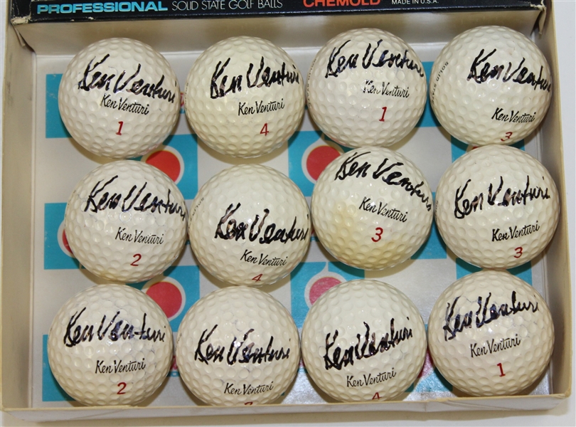 Dozen Signed Ken Venturi 'Professional' Golf Balls with Signed Box JSA ALOA
