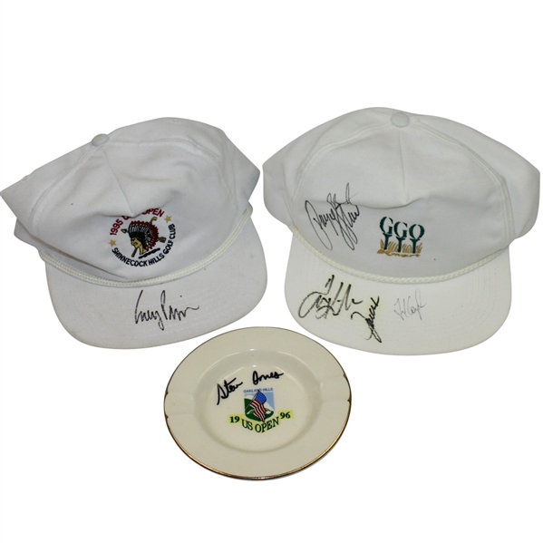 Lot of Three Signed Items - Two Hats and an Ash Tray - Stewart, Pavin, others JSA ALOA