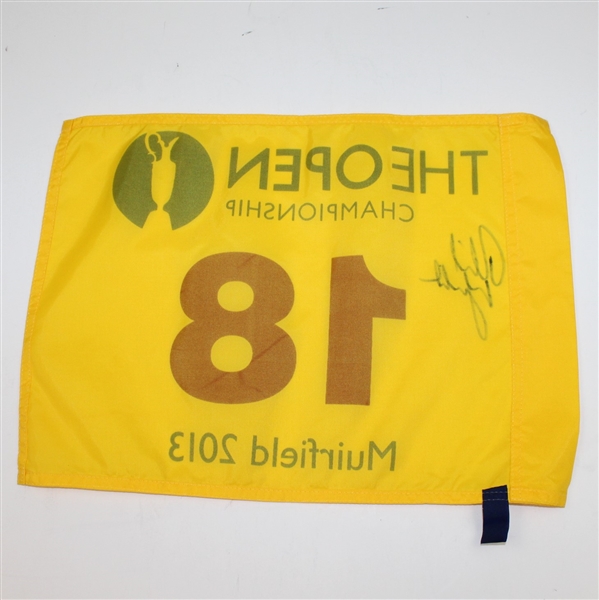 Phil Mickelson Signed 2013 Open Championship at Muirfield Flag JSA ALOA
