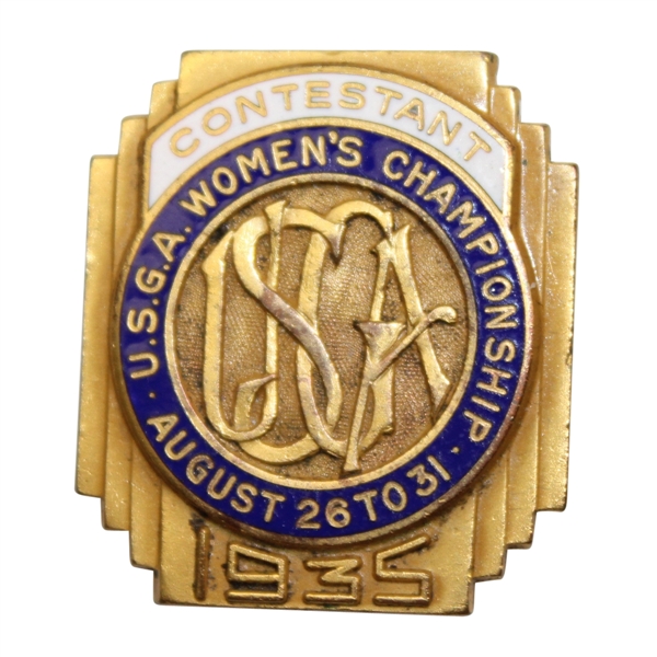 1935 Women's US Amateur at Interlachen CC Contestants Badge - Glenna Collett Vare Winner