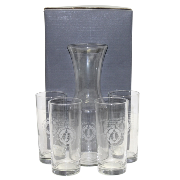1984-1985 Muirfield Village Set of Four Sterling Cut Glasses with Wine Carafe