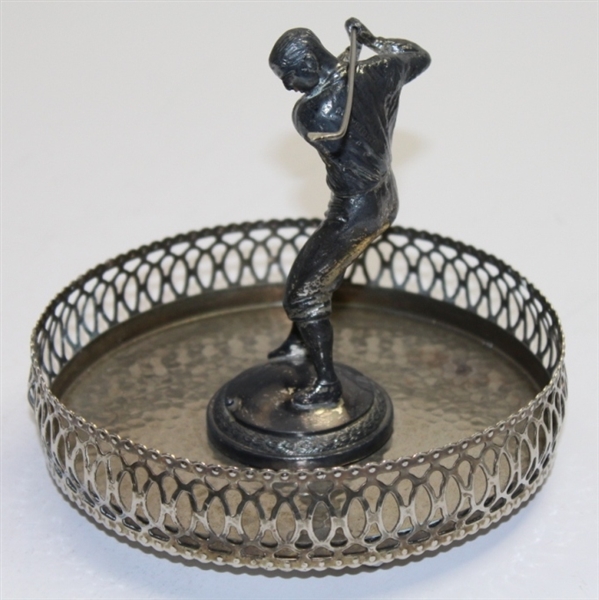 Vintage Pewter Candy Dish with Golfer - Club Is Not Attached