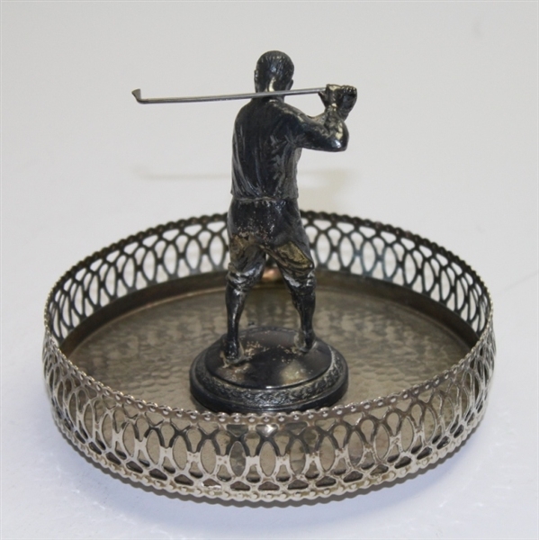 Vintage Pewter Candy Dish with Golfer - Club Is Not Attached