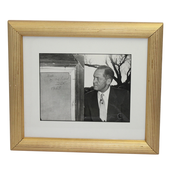 Bobby Jones Wire Photo Receiving Painting Received From Eisenhower - Framed