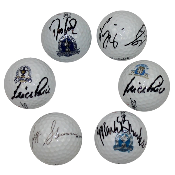 Lot of Six PGA Championship Logo Balls Signed by Champs JSA ALOA