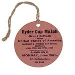 1933 Ryder Cup at Southport & Ainsdale GC Monday Ticket #9063