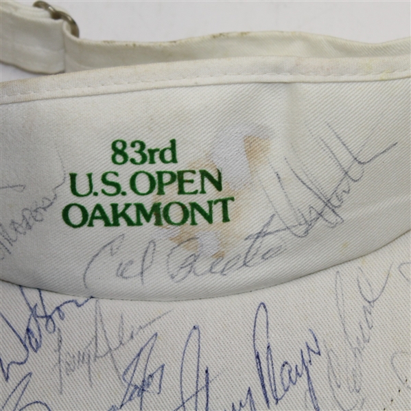 Multi-Signed 1983 US Open at Oakmont Visor - Big 4 plus Seve, and more JSA #Y85210