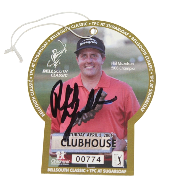 Phil Mickelson Signed 2006 Bellsouth Classic Ticket #00774 JSA #M45413
