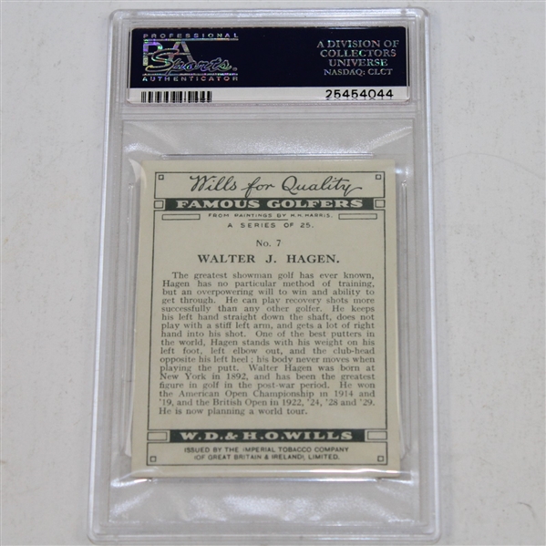 1930 Walter Hagen Wills's Cigarettes No. 7 Golf Card PSA NM7 25454044