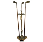 Parlor Putter with 3 Brass Head Hickory Putters - Reproduction