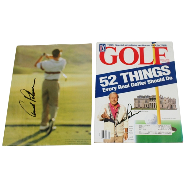 Lot of Two Arnold Palmer Signed Items - Golf Magazine & Magazine Page JSA ALOA