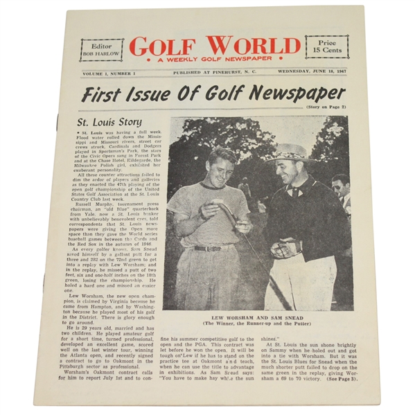 Golf World #1 Issue - Volume 1, Number 1 - Published at Pinehurst - June 18, 1947