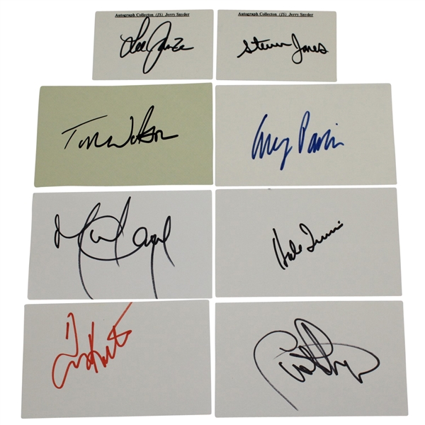 Lot of 8 Signed Cards: T. Watson, Irwin, Strange, and others JSA ALOA