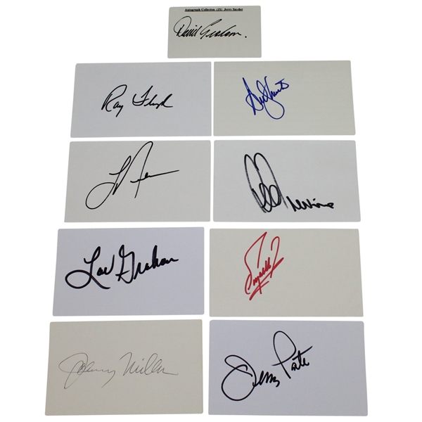 Lot of 9 Signed Cards: Trevino, Zoeller, Miller, Floyd, and others JSA ALOA