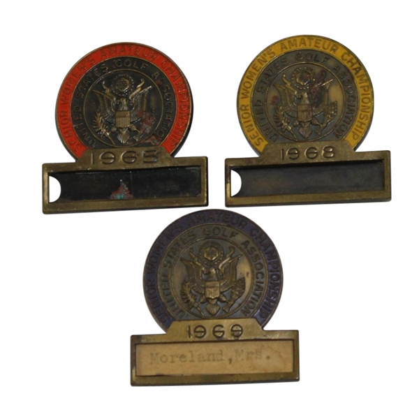 Lot of 3 Women's Senior Amateur Championship Contestant Badges - 1965, 1968, & 1969