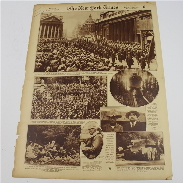Bobby Jones New York Times Newspaper Picture Section - July 7, 1929