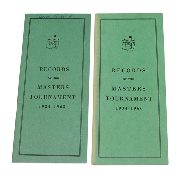1963 & 1966 'Records of the Masters Tournament' Guides/Booklets