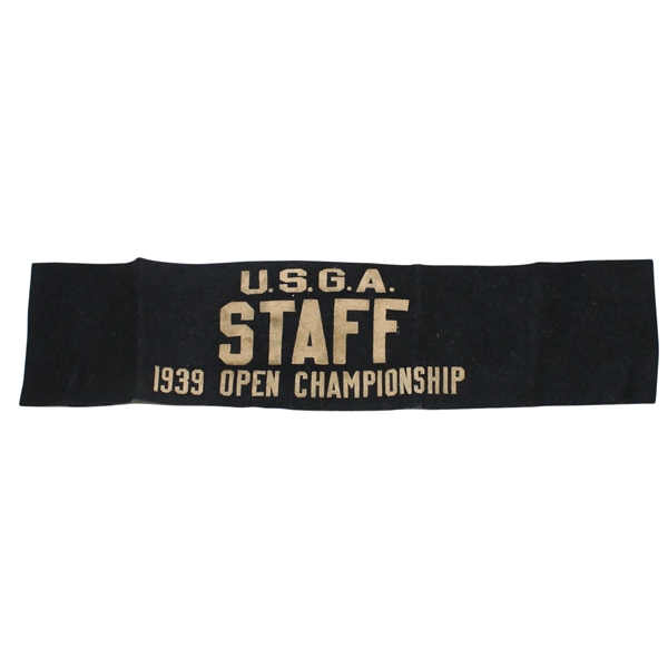 1939 US Open Championship White Letter on Black Felt Staff Band