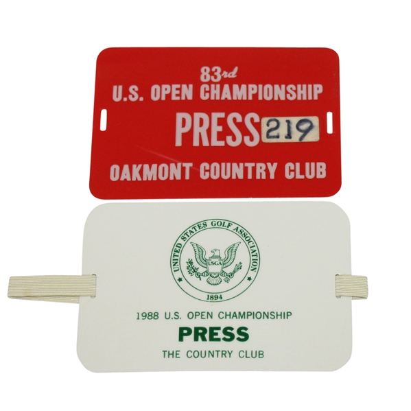 1983 & 1988 US Open Championship Press Plastic Badges