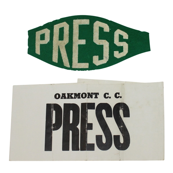 Lot of Two Undated Press Arm Bands - Oakmont and No Name