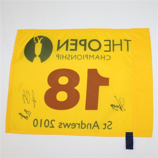 Louis Oosthuizen & Caddy Signed 2010 Open Championship at St. Andrews Flag JSA ALOA