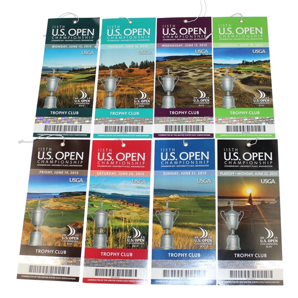 2015 Complete Set of US Open at Chamber's Bay Tickets - Jordan Spieth Winner