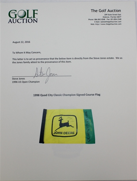 1998 Quad City Classic Champion Signed Course Flag - Steve Jones Collection JSA ALOA