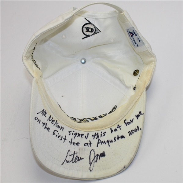 2001 Masters Contestant Badge #12 on Byron Nelson Signed Hat Used By Jones In Masters- Steve Jones Collection JSA ALOA