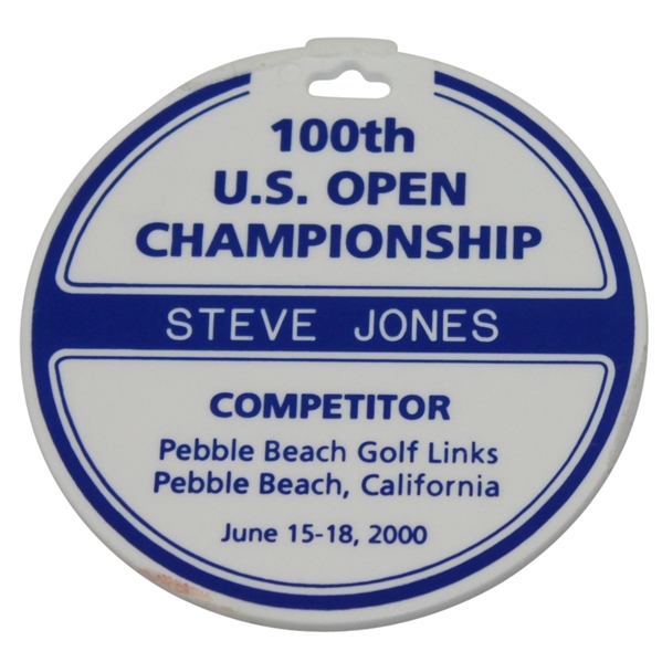 2000 US Open Championship at Pebble Beach U.S.G.A. Issued Contestant Bag Tag - Steve Jones Collection