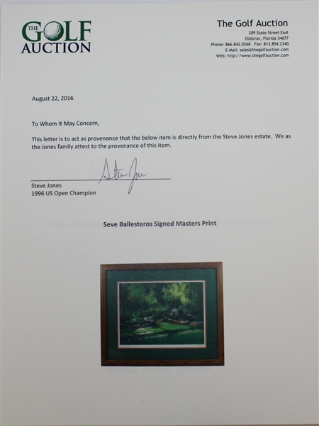 Seve Ballesteros Signed Masters Print - Steve Jones Collection JSA ALOA