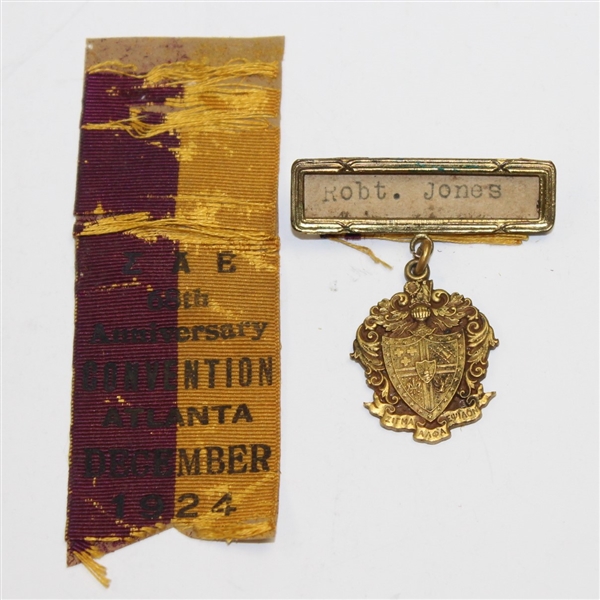 Bobby Jones Personal 1924 SAE Anniversary Convention Badge - John Roth Collection