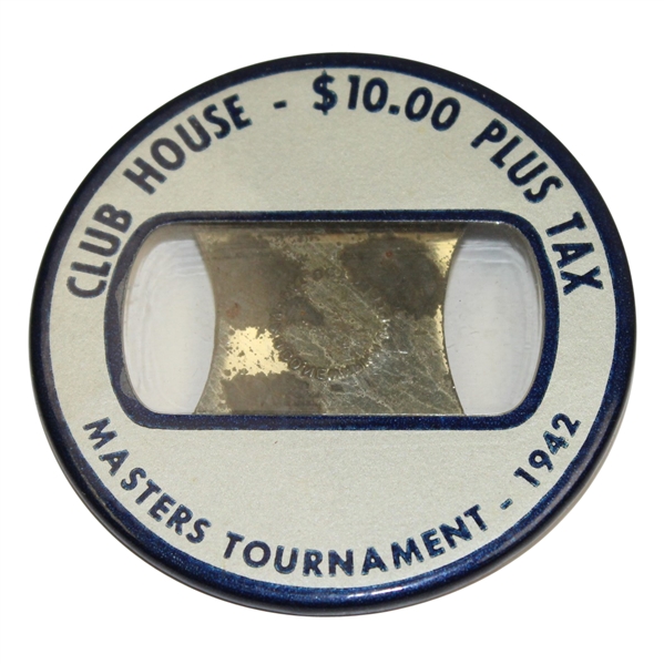 1942 Masters Tournament Club House Badge-Byron Nelson Win-SCARCE!