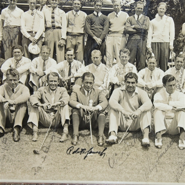 Contestant Dick Metz's 1935 Masters Field Photo Signed by 75 incl. Jones, Hagen, Smith, Sarazen, etc. JSA FULL LETTER Z07134