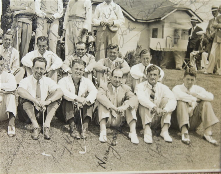 Contestant Dick Metz's 1935 Masters Field Photo Signed by 75 incl. Jones, Hagen, Smith, Sarazen, etc. JSA FULL LETTER Z07134