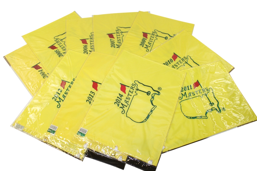 Lot of 10 Masters Embroidered Flags - 2004-2008 & 2010-2014