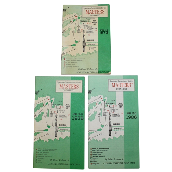 Lot of 3 Masters Tournament Spec Guides - 1972, 1975, & 1986 - Nicklaus Wins