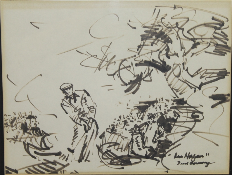 Fred Conway Original Marker Sketch of Ben Hogan - Signed by Conway