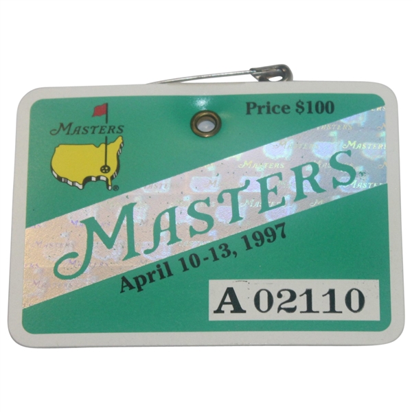 1997 Masters Badge #A02110 - Tiger Woods First Masters Win!