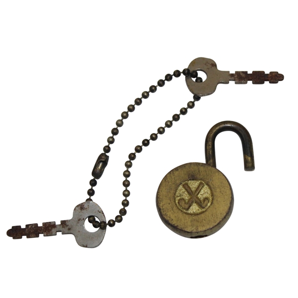 Classic Crossed Clubs Lock with Two Keys on Chain