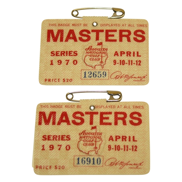 Lot of Two 1970 Masters Badges - Casper Victory