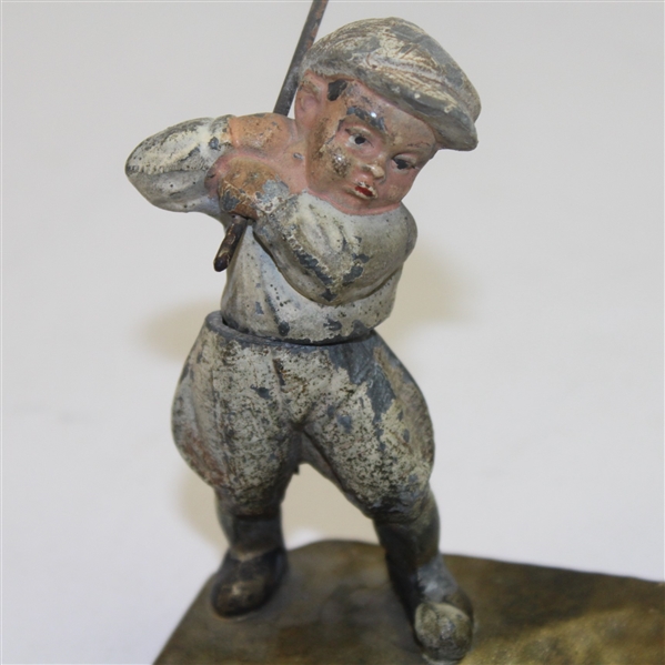 Vintage Unmarked Metal Golfer Ashtray