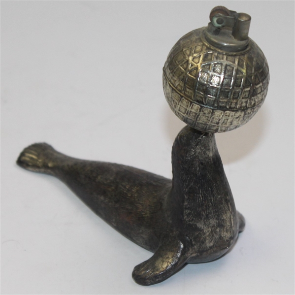 Vintage Metal Golf Ball Lighter on a Seal's Nose - Unique